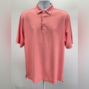 FOOTJOY Men's Coral/Pink grid pattern golf Polo shirt size L